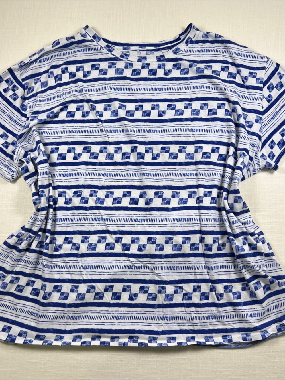 Free People We The Free Nina Printed T-Shirt - Navy/White - Size S